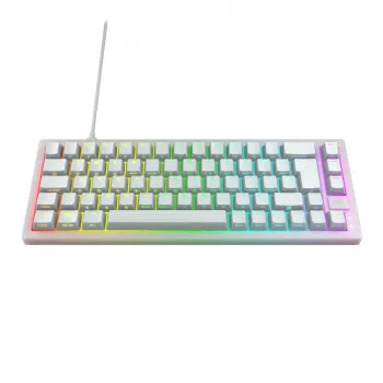 CHERRY K5V2 kompaktiška žaidimų klaviatūra USB QWERTZ vokiška balta 68 klavišų RGB LED