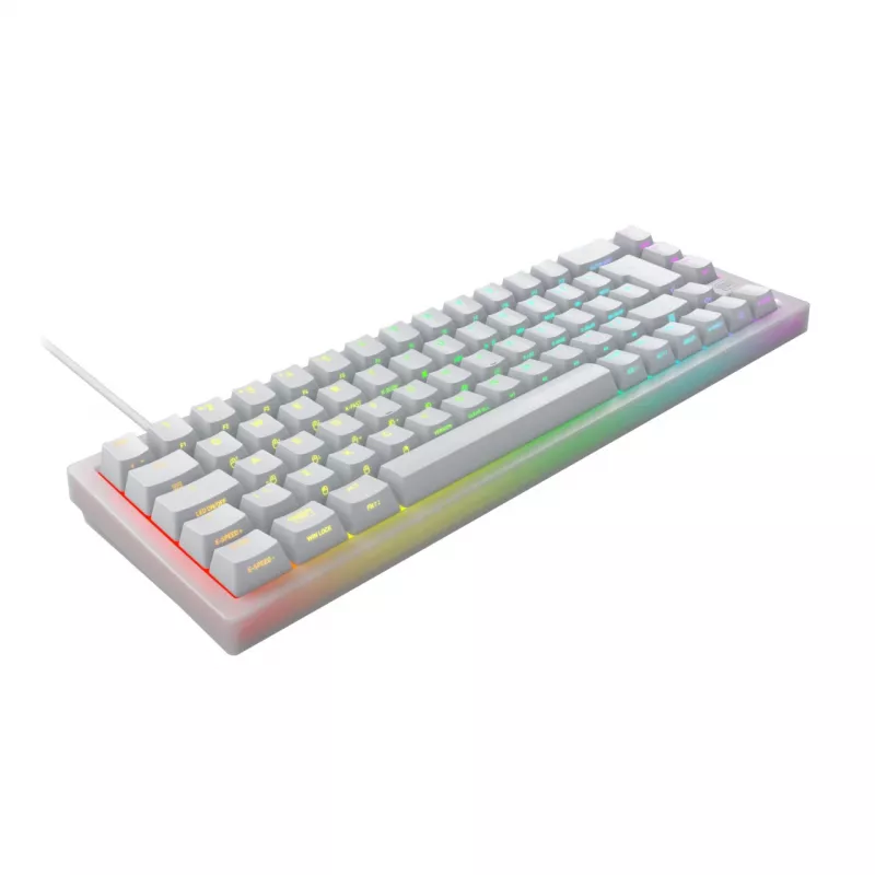 CHERRY K5V2 kompaktiška žaidimų klaviatūra USB QWERTZ vokiška balta 68 klavišų RGB LED