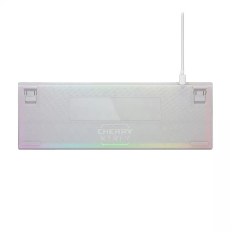 CHERRY K5V2 kompaktiška žaidimų klaviatūra USB QWERTZ vokiška balta 68 klavišų RGB LED