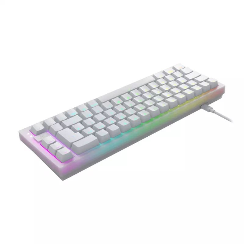 CHERRY K5V2 kompaktiška žaidimų klaviatūra USB QWERTZ vokiška balta 68 klavišų RGB LED