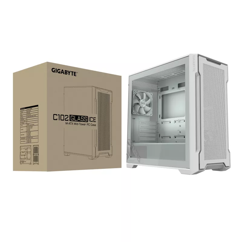 Korpusas GIGABYTE C102 GLASS Midi Tower Baltas