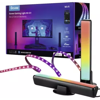 Išmanusis apšvietimo rinkinys Govee H6608 – Wi‑Fi/Bluetooth, juodas, daugiaspalvis, 3 vnt., 1,5 m laidas