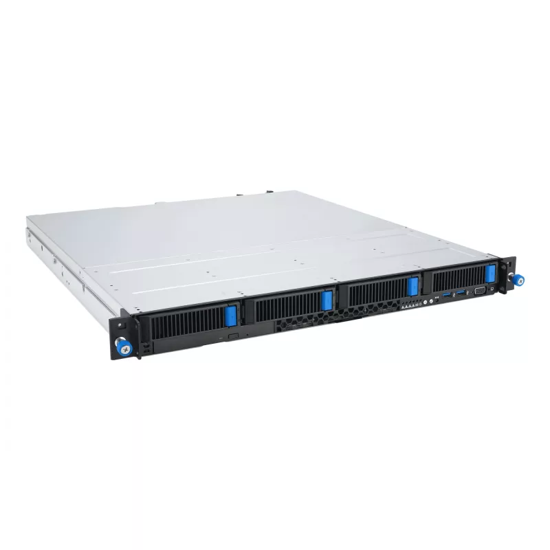 Rack serveris ASUS RS300-E12-RS4, 1U, Intel C262, LGA1700, Xeon E-2400, 4x karštai keičiami 3,5 colio lėktuvai, 450W maitinimo šaltinis, DDR5 UDIMM iki 128 GB