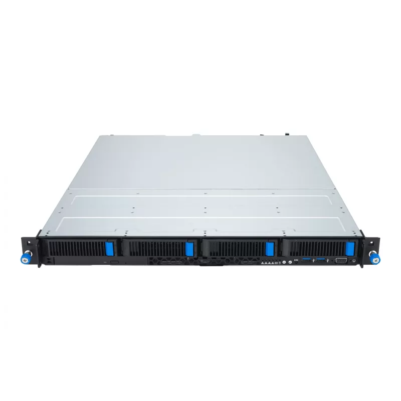Rack serveris ASUS RS300-E12-RS4, 1U, Intel C262, LGA1700, Xeon E-2400, 4x karštai keičiami 3,5 colio lėktuvai, 450W maitinimo šaltinis, DDR5 UDIMM iki 128 GB