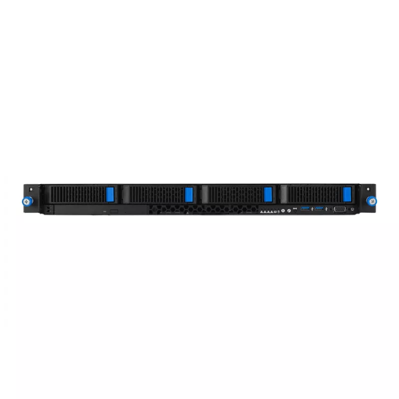 Rack serveris ASUS RS300-E12-RS4, 1U, Intel C262, LGA1700, Xeon E-2400, 4x karštai keičiami 3,5 colio lėktuvai, 450W maitinimo šaltinis, DDR5 UDIMM iki 128 GB