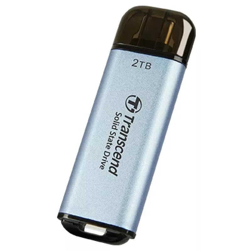 TRANSCEND ESD300C - 2TB nešiojamas SSD - USB Type-C - 3D NAND Flash - dangaus mėlyna