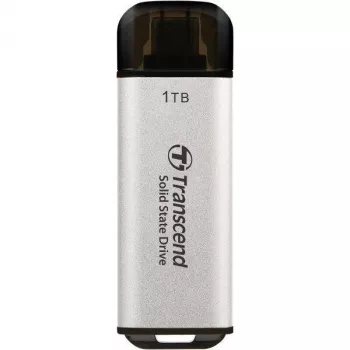 TRANSCEND ESD300S - 1TB nešiojamas SSD – USB Type-C – 3D NAND Flash – sidabrinis