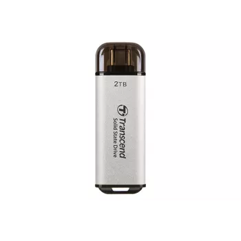 TRANSCEND ESD300S - 2TB nešiojamas SSD - USB Type-C - 3D NAND Flash - sidabrinis
