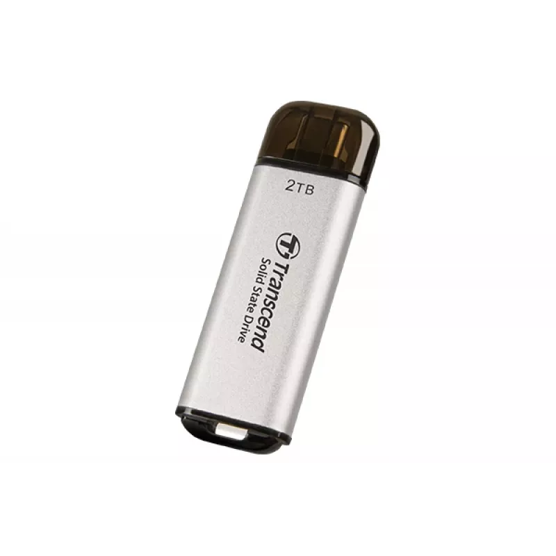 TRANSCEND ESD300S - 2TB nešiojamas SSD - USB Type-C - 3D NAND Flash - sidabrinis