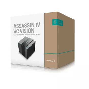 Oro aušintuvas DeepCool ASSASSIN IV VC VISION – dviejų ventiliatorių 120/140 mm, 300 W TDP, 7 šilumos vamzdelių, juodas