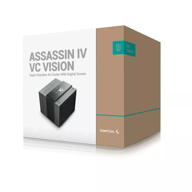 Oro aušintuvas DeepCool ASSASSIN IV VC VISION – dviejų ventiliatorių 120/140 mm, 300 W TDP, 7 šilumos vamzdelių, juodas