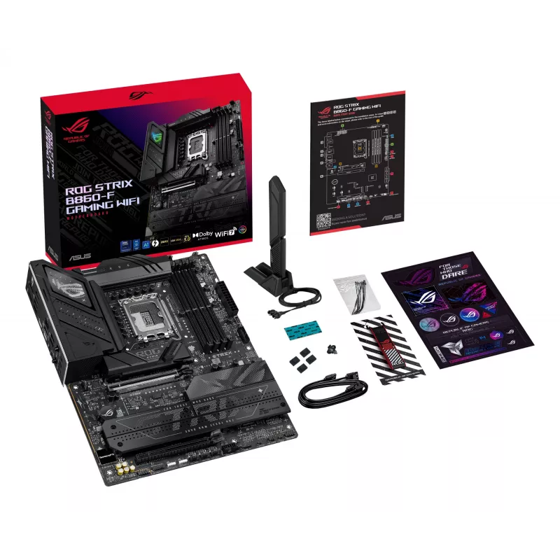 Motininė plokštė ASUS ROG STRIX B860-F GAMING WIFI — Intel B860, LGA 1851, ATX, DDR5, 4x DIMM, Wi‑Fi 7, 2.5Gb LAN, 4x M.2