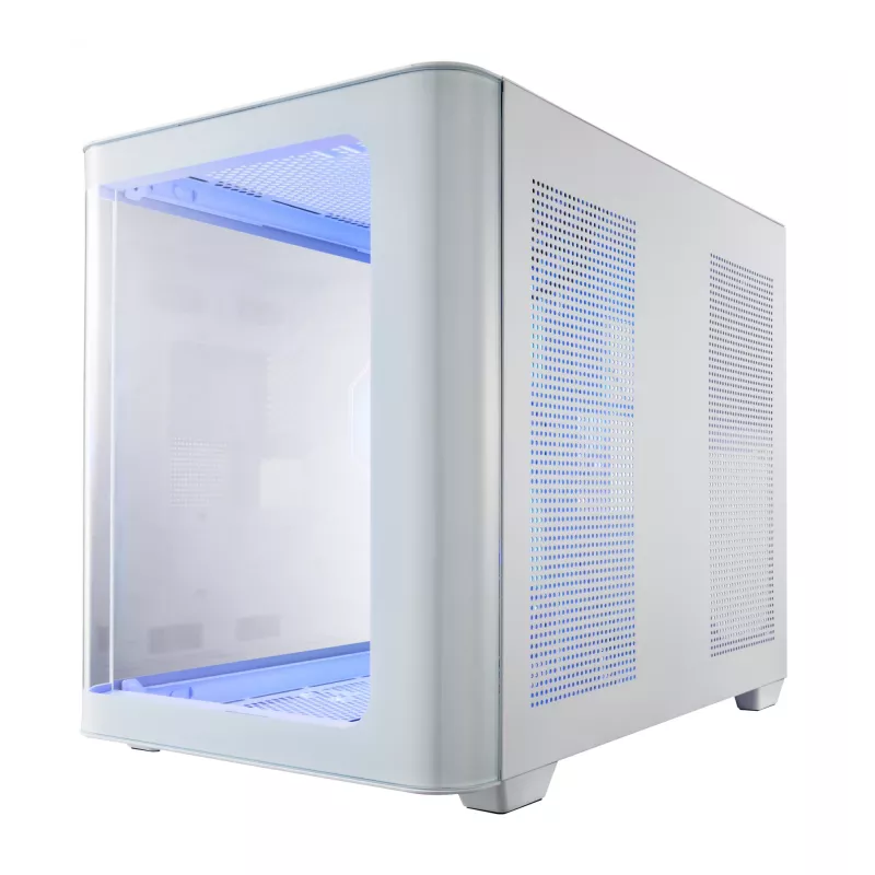 Korpusas FSP S380-WA Mini Tower baltas ARGB, Micro-ATX, Mini-ITX, temperuotas stiklas