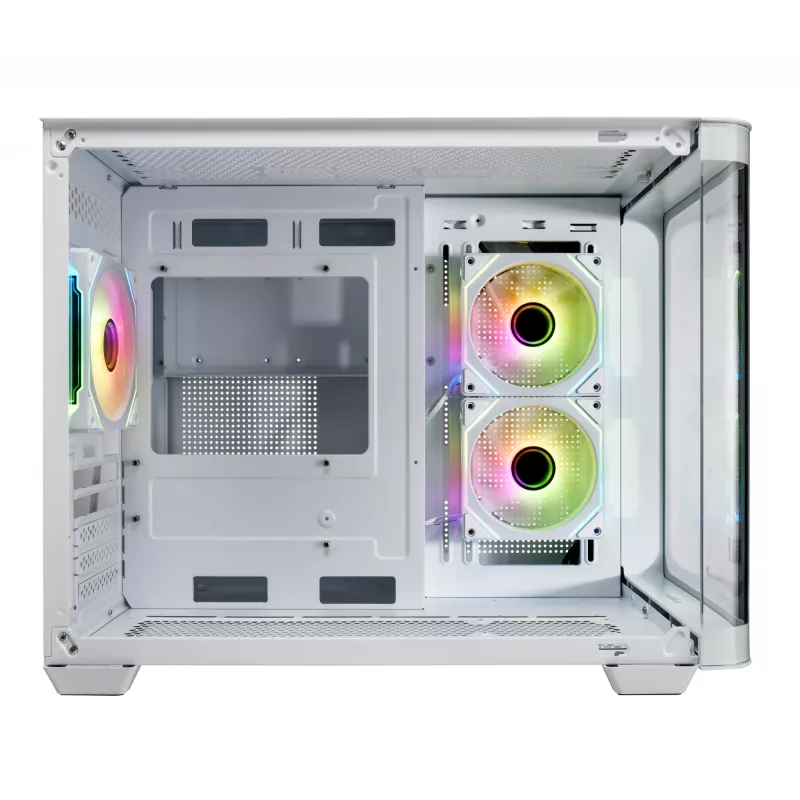Korpusas FSP S380-WA Mini Tower baltas ARGB, Micro-ATX, Mini-ITX, temperuotas stiklas