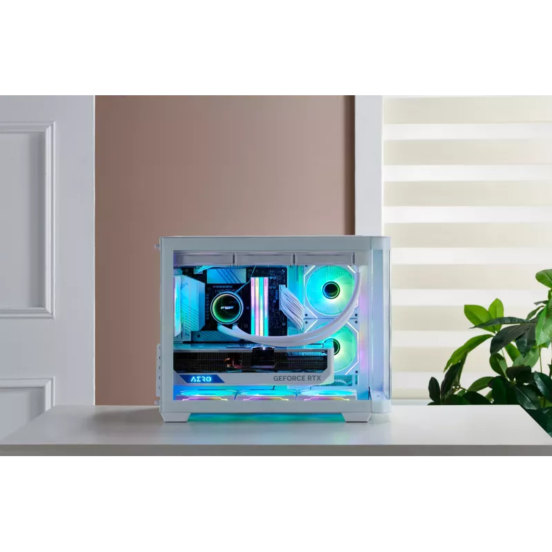 Korpusas FSP S380-WA Mini Tower baltas ARGB, Micro-ATX, Mini-ITX, temperuotas stiklas