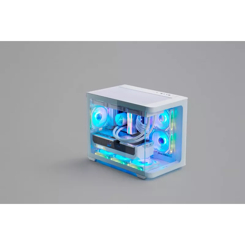 Korpusas FSP S380-WA Mini Tower baltas ARGB, Micro-ATX, Mini-ITX, temperuotas stiklas