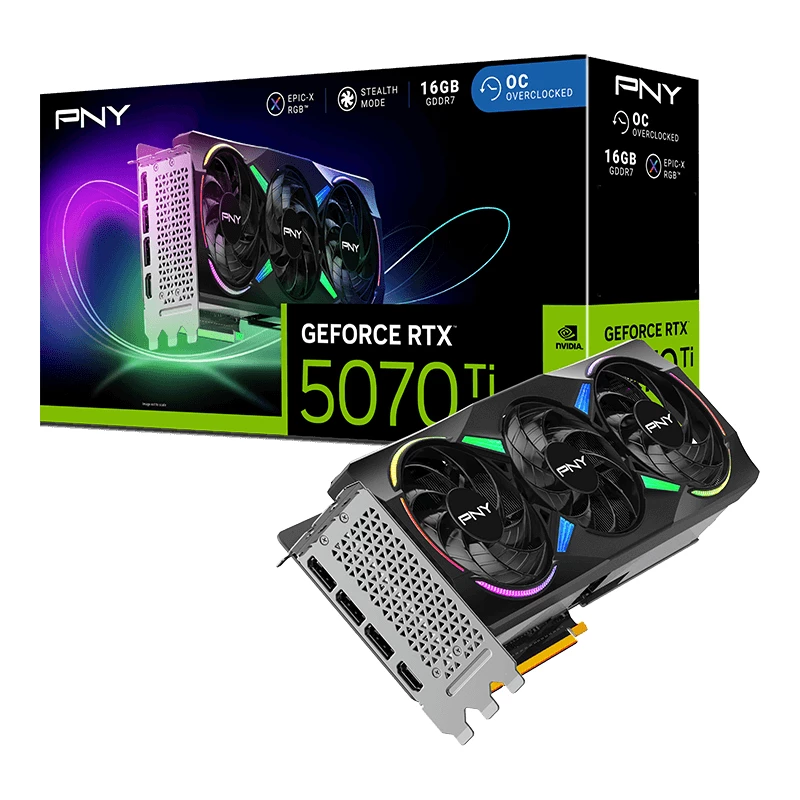 PNY GeForce RTX 5070 Ti 16GB ARGB Overclocked Triple Fan vaizdo plokštė