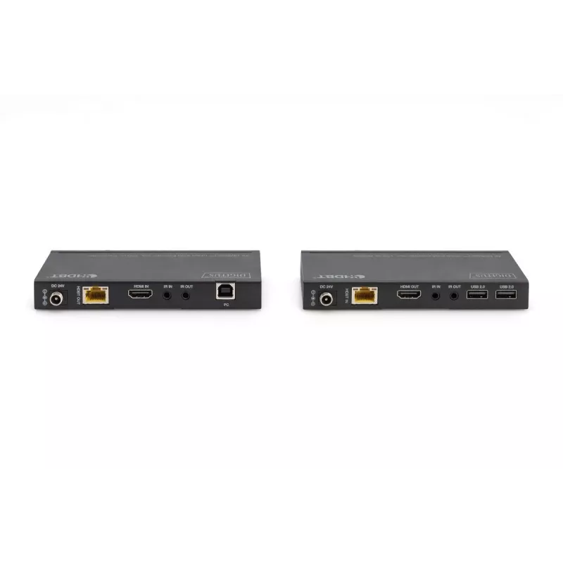 DIGITUS HDBaseT KVM Extender rinkinys. 150 m 4K/60Hz. USB 2.0. PoC. IR. juoda