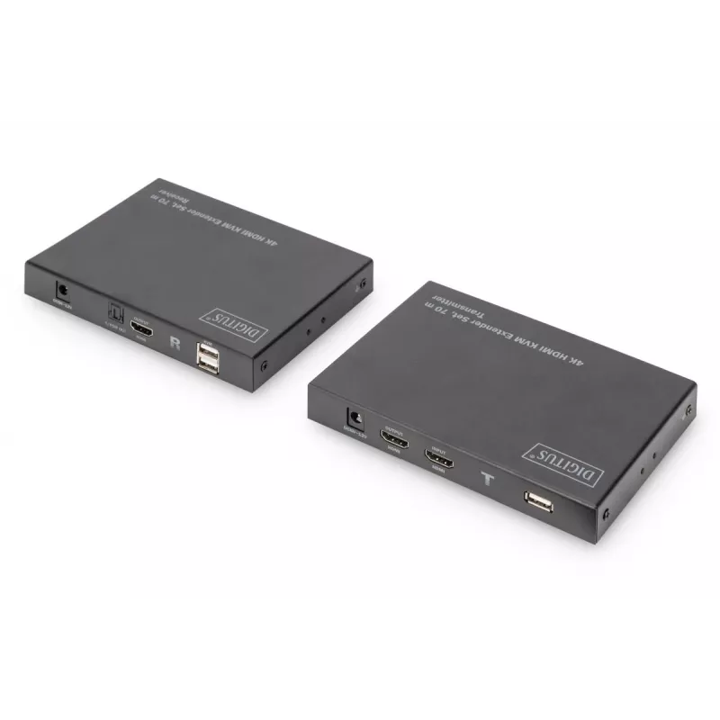 DIGITUS HDMI 2.0 HDMI KVM Extender rinkinys - 70 m USB 1.1, palaiko liečiamąjį ekraną