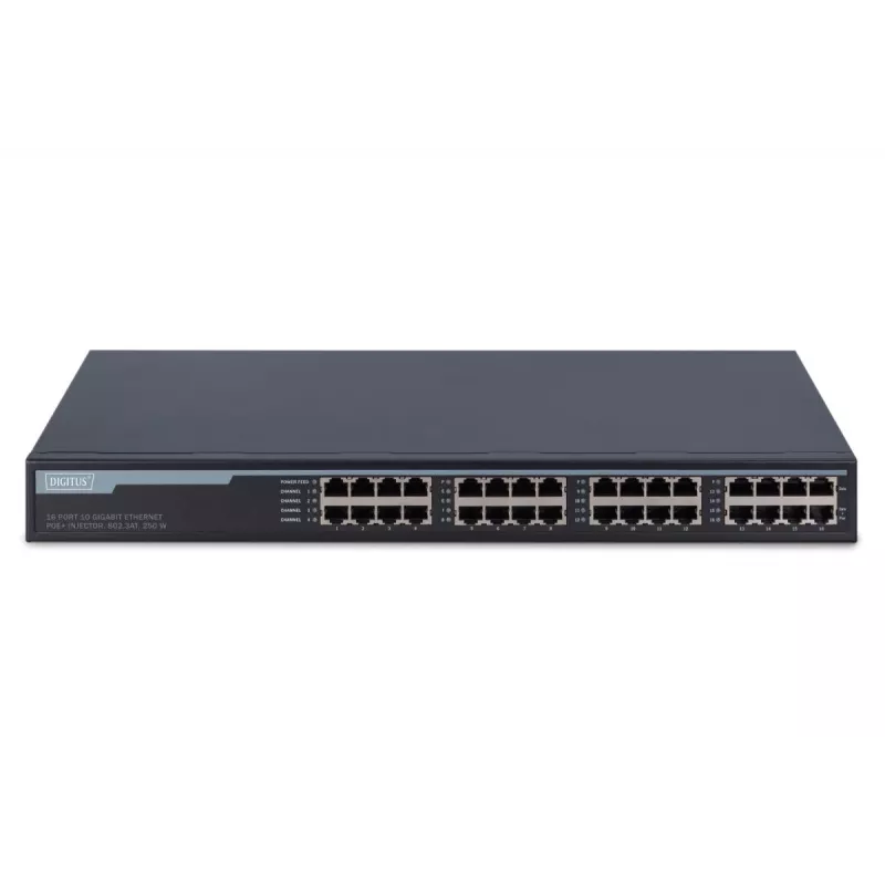 Gigabit Ethernet PoE+ įpurškiklis Digitus DN-95116 16 prievadų 250 W