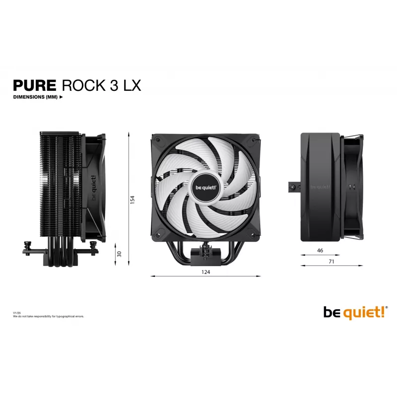 be quiet! Pure Rock 3 LX procesoriaus oro aušintuvas 12 cm juodas 1 vnt.