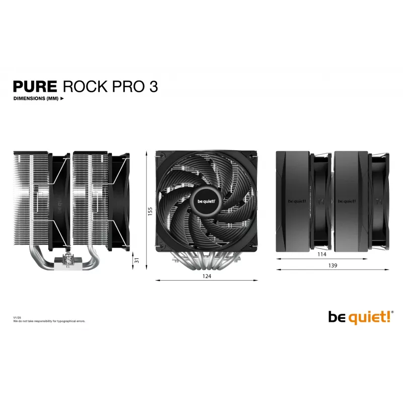 be quiet! Pure Rock Pro 3 orinis procesoriaus aušintuvas 12 cm sidabrinis 1 vnt.