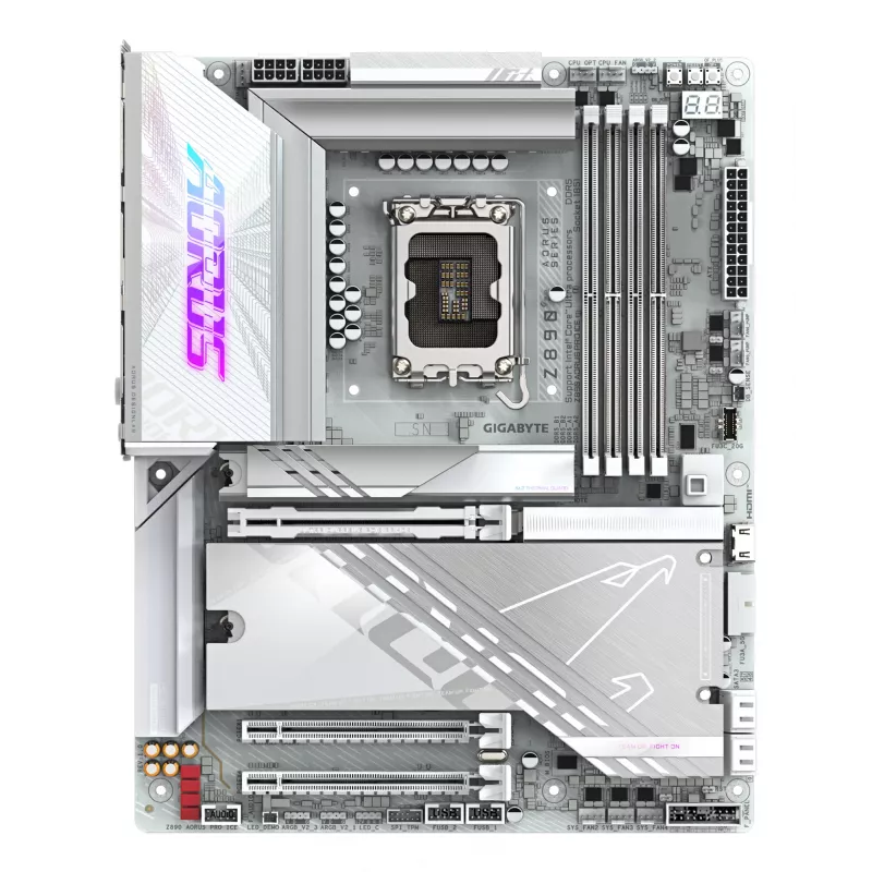 Motininė plokštė GIGABYTE Z890 AORUS PRO ICE — Intel Z890, LGA 1851, ATX, DDR5, 4x DIMM, 4x M.2, 2.5Gb LAN, Wi‑Fi