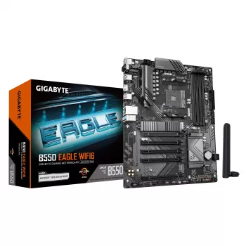 Motininė plokštė GIGABYTE B550 EAGLE WIFI6 ATX, AMD B550, Socket AM4, DDR4, 4x DIMM, 2x M.2, Wi‑Fi 6, Bluetooth 5.3