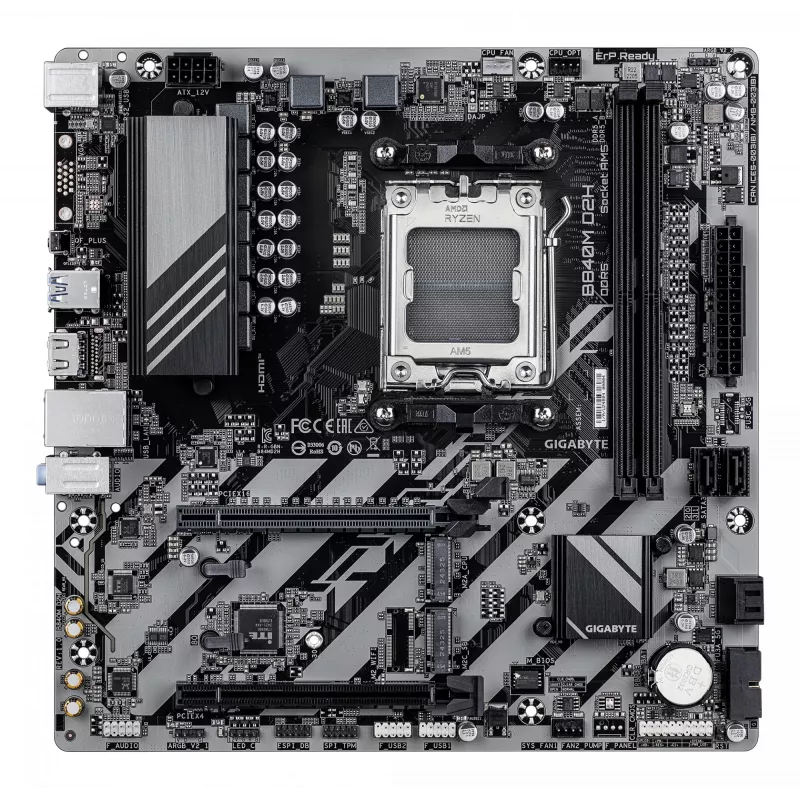 Motininė plokštė GIGABYTE B840M D2H, AMD Ryzen 9000, Socket AM5, Micro ATX