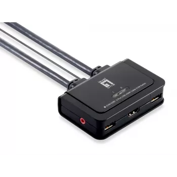 LevelOne 2 prievadų USB HDMI KVM jungiklis, 1920 x 1200 pikselių, juoda, pilka