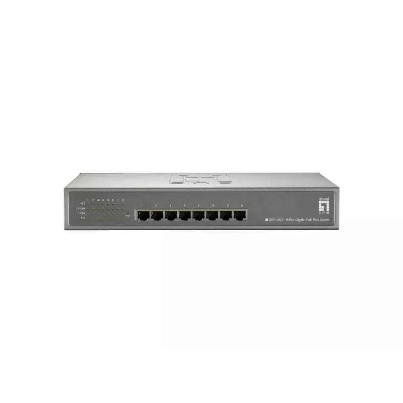 LevelOne 8 prievadų Gigabit PoE jungiklis, 802.3at/af PoE, 123.2 W