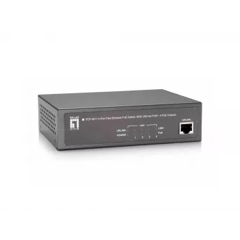 LevelOne 5 prievadų Fast Ethernet PoE jungiklis, 802.3at/af PoE, 4 PoE išėjimai, 65W