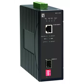 LevelOne IEC-2000 Gigabit pramoninis medijos keitiklis RJ45 į SFP, -40°C iki 75°C