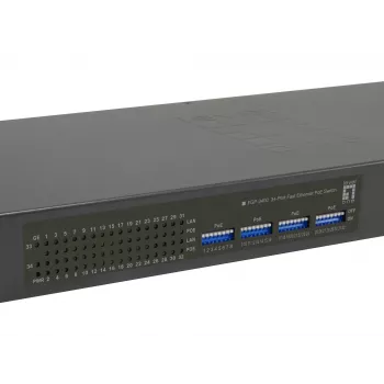 LevelOne 34 prievadų Fast Ethernet PoE jungiklis, 802.3at/af PoE, 32 PoE išėjimai, 2 x Gigabit RJ45, 250 W