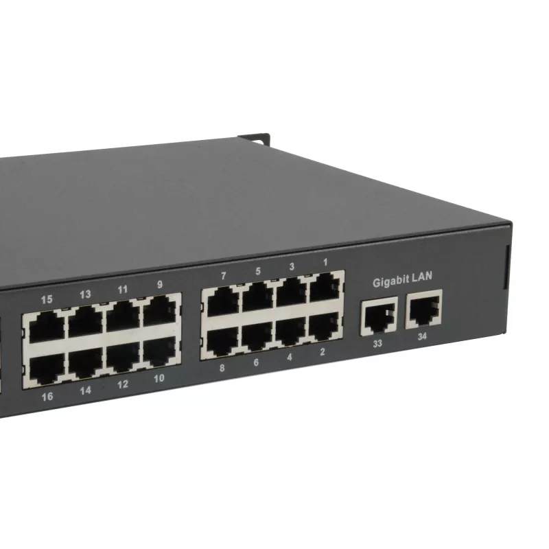 LevelOne 34 prievadų Fast Ethernet PoE komutatorius, 802.3at/af PoE, 32 PoE išėjimai, 2 x Gigabit RJ45, 630 W