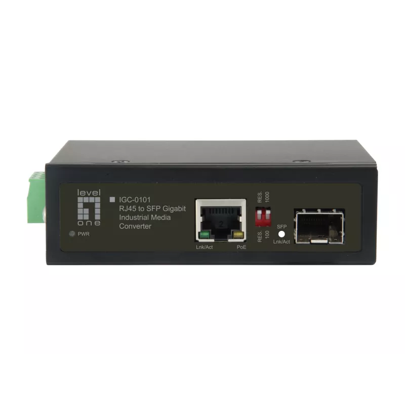 LevelOne IGC-0101 pramoninis RJ45 į SFP medijos keitiklis su 1 PoE išėjimu
