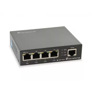 LevelOne GEP-0523 5 prievadų Gigabit PoE jungiklis, 802.3at/af PoE, 4 PoE išėjimai, 60W