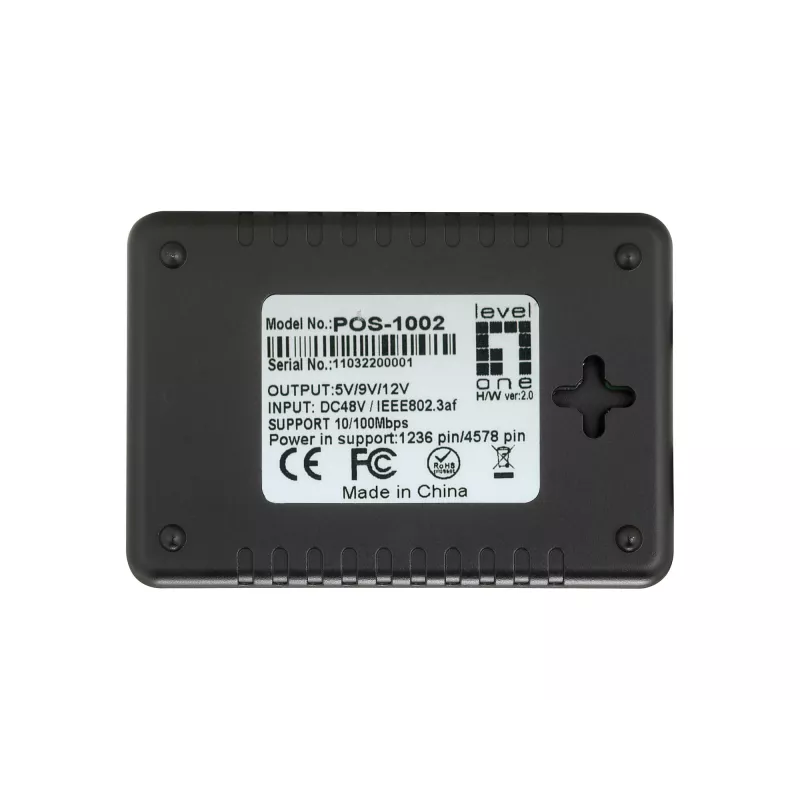 LevelOne Fast Ethernet PoE skirstytuvas, 802.3af PoE, 5-12V DC išėjimas