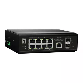 LevelOne IGP-1061 valdomas L2 Gigabit Ethernet tinklo jungiklis su PoE, juodas