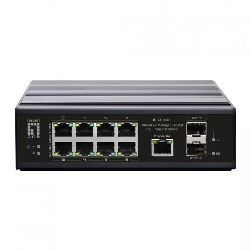 LevelOne IGP-1061 valdomas L2 Gigabit Ethernet tinklo jungiklis su PoE, juodas