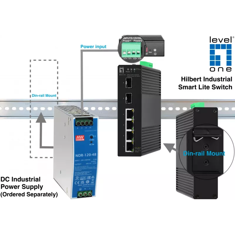 Valdomas jungiklis LevelOne IGS-2106 Hilbert 6 pramoninis gigabitinis Smart Lite jungiklis