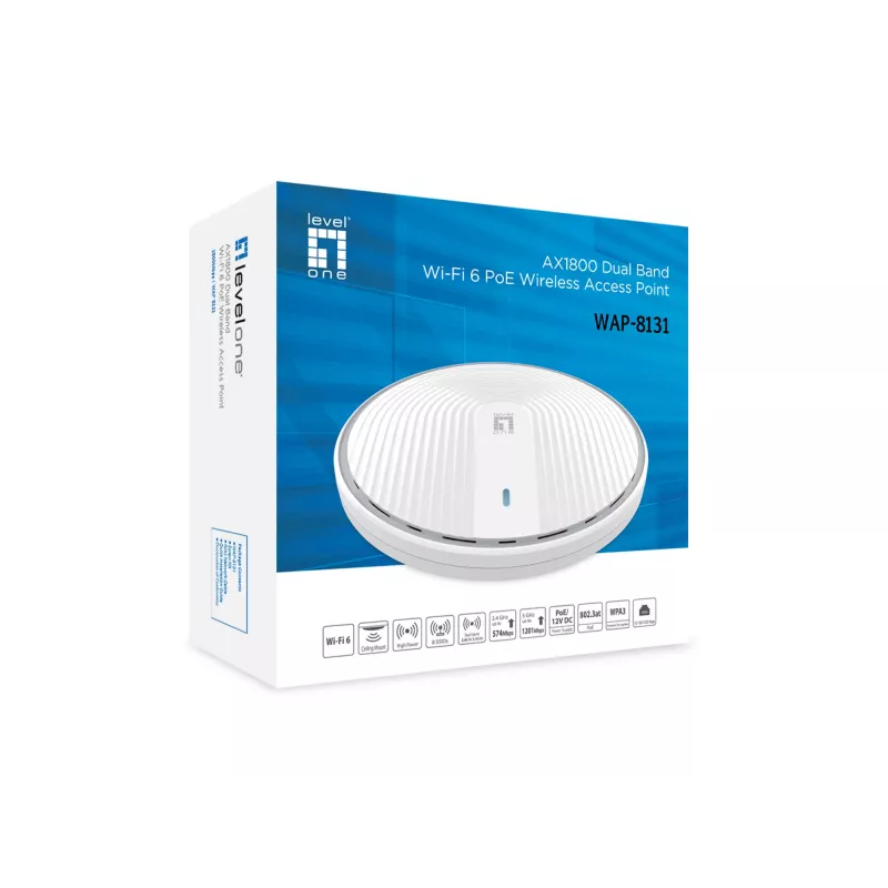 Belaidžio ryšio prieigos taškas LevelOne AX1800 Dual Band Wi-Fi6 2.4 GHz 5 GHz