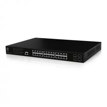 Valdomas L2 PoE+ tinklo jungiklis LevelOne GEP-2861, 24x Gigabit PoE+ + 4x SFP, 390W, 1U
