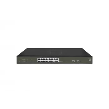 LevelOne GES-2118P Hilbert 18 prievadų gigabitinis PoE išmanusis lite jungiklis, 16 PoE išėjimų, 2 x gigabitiniai SFP, 802.3at/af PoE, 230 W PoE galios biudžetas