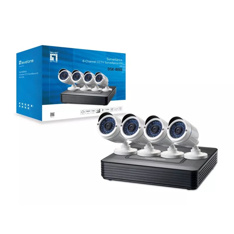 Vielinis vaizdo stebėjimo rinkinys LevelOne DSK-8001, 8 kanalų
