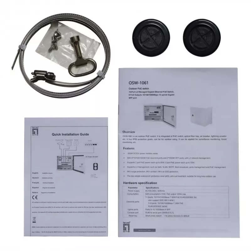 LevelOne OSW-1031 valdomas tinklo jungiklis 8 prievadai PoE 2.5G Ethernet juodas