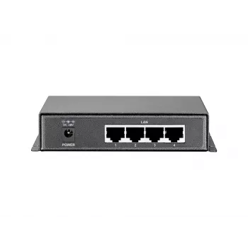 LevelOne GEP-0520 5 prievadų Gigabit PoE jungiklis, 61,6 W, 802.3af PoE, 4 PoE išėjimai, su maitinimo adapteriu