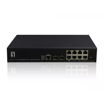 LevelOne KILBY 10 prievadų L2 valdomas Gigabit PoE jungiklis, 2 x SFP, 802.3at/af PoE, 125W, 8 PoE išėjimai