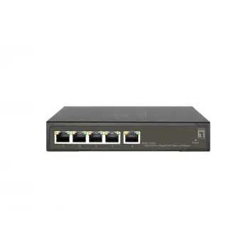 LevelOne GES-2105P Hilbert 5 prievadų gigabitas PoE Smart Lite valdomas tinklo jungiklis, 802.3at/af PoE, 4 PoE išėjimai, 60W PoE galios biudžetas