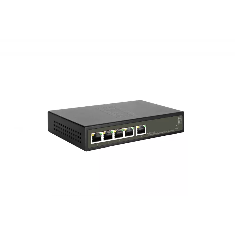 LevelOne GES-2105P Hilbert 5 prievadų gigabitas PoE Smart Lite valdomas tinklo jungiklis, 802.3at/af PoE, 4 PoE išėjimai, 60W PoE galios biudžetas